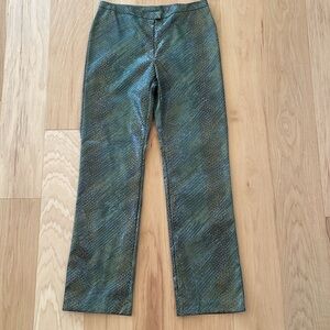 Express Vintage Y2K Faux Green Snake Skin Stretch Zip Tab Pant Size 9/10 NWT